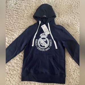 Real Madrid Tonal Crest Hoodie Navy NWT